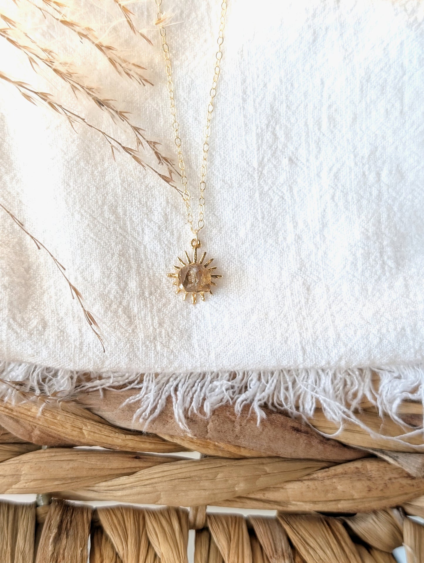 Raw Citrine Sun Necklace
