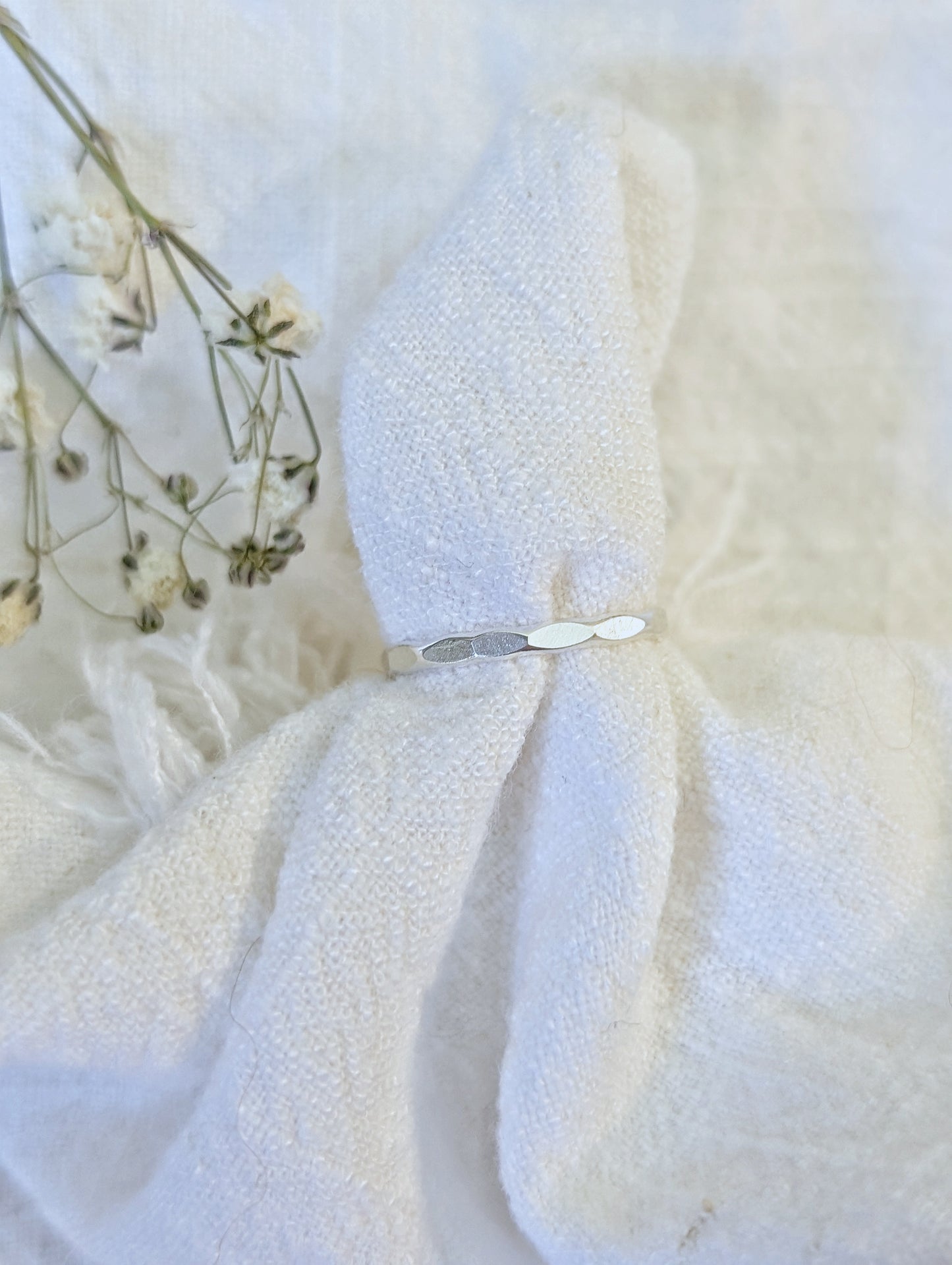 Textured Wave Stacking Ring Sterling Silver