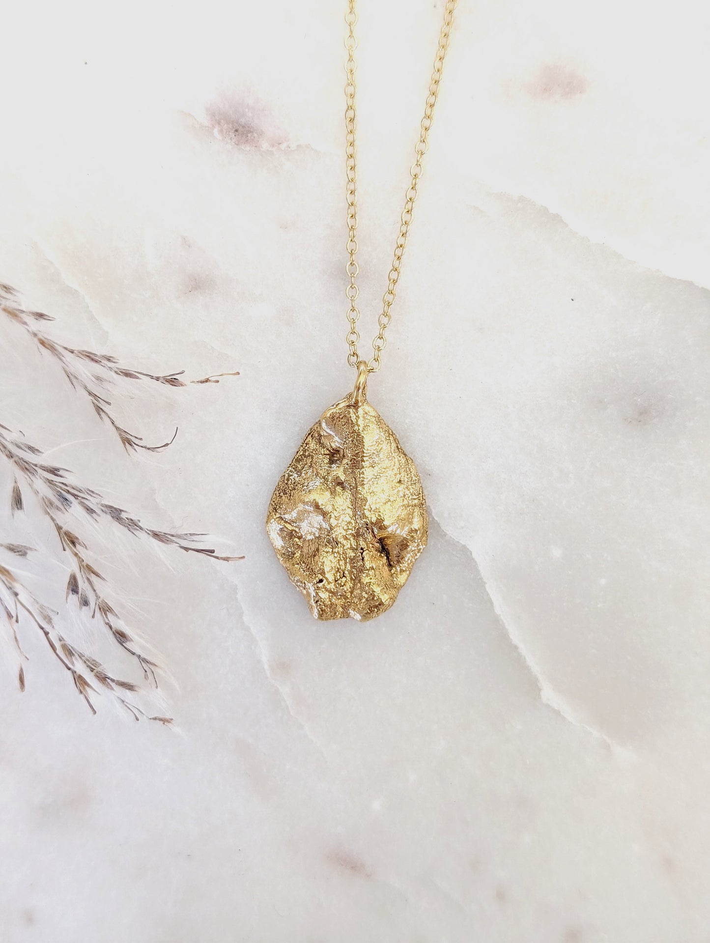 14k Gold Fully Dipped Oyster Shell Necklace