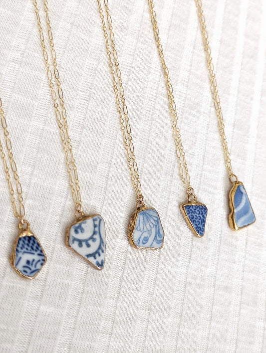 24k Gold Dipped Sea Pottery Necklace