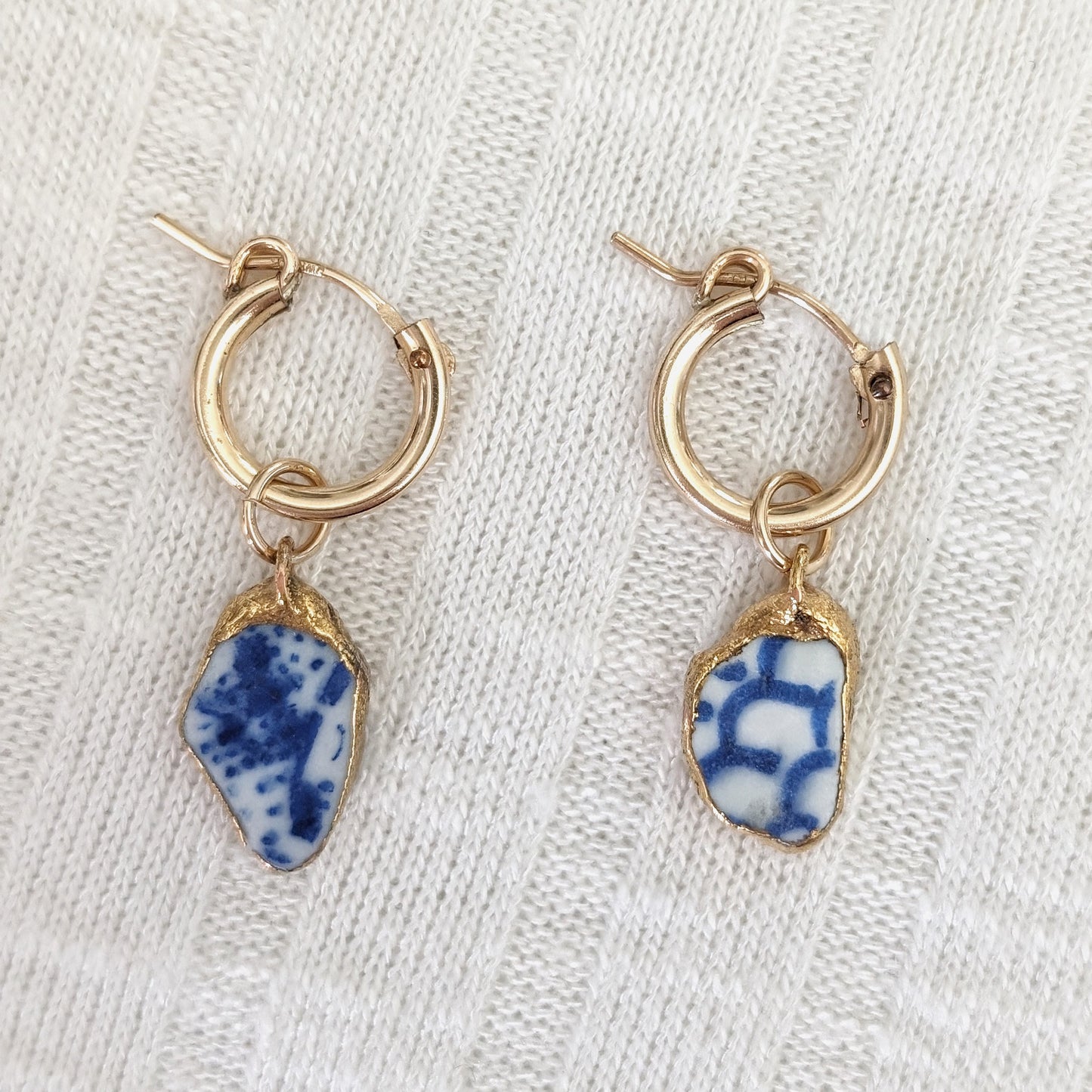 24k Gold Dipped Sea Pottery Hoops