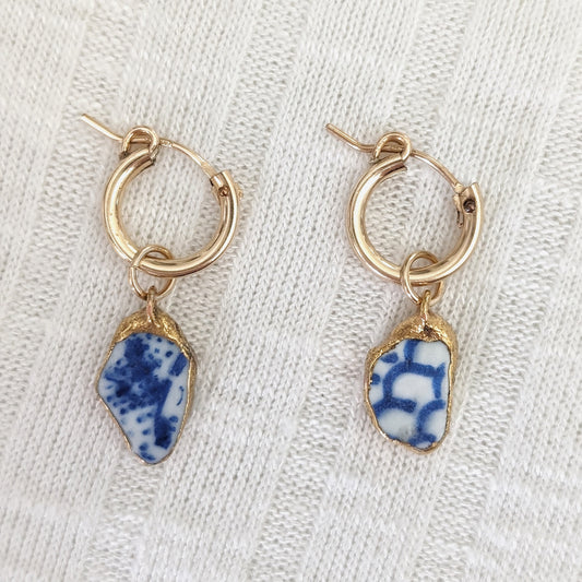 24k Gold Dipped Sea Pottery Hoops