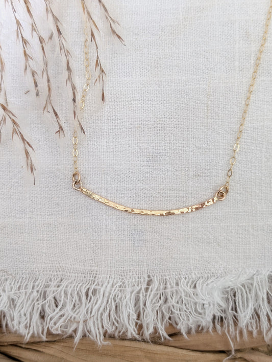 Hammered Curved Bar Necklace