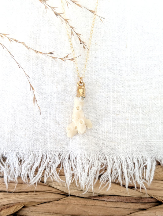 14k gold dipped coral necklace