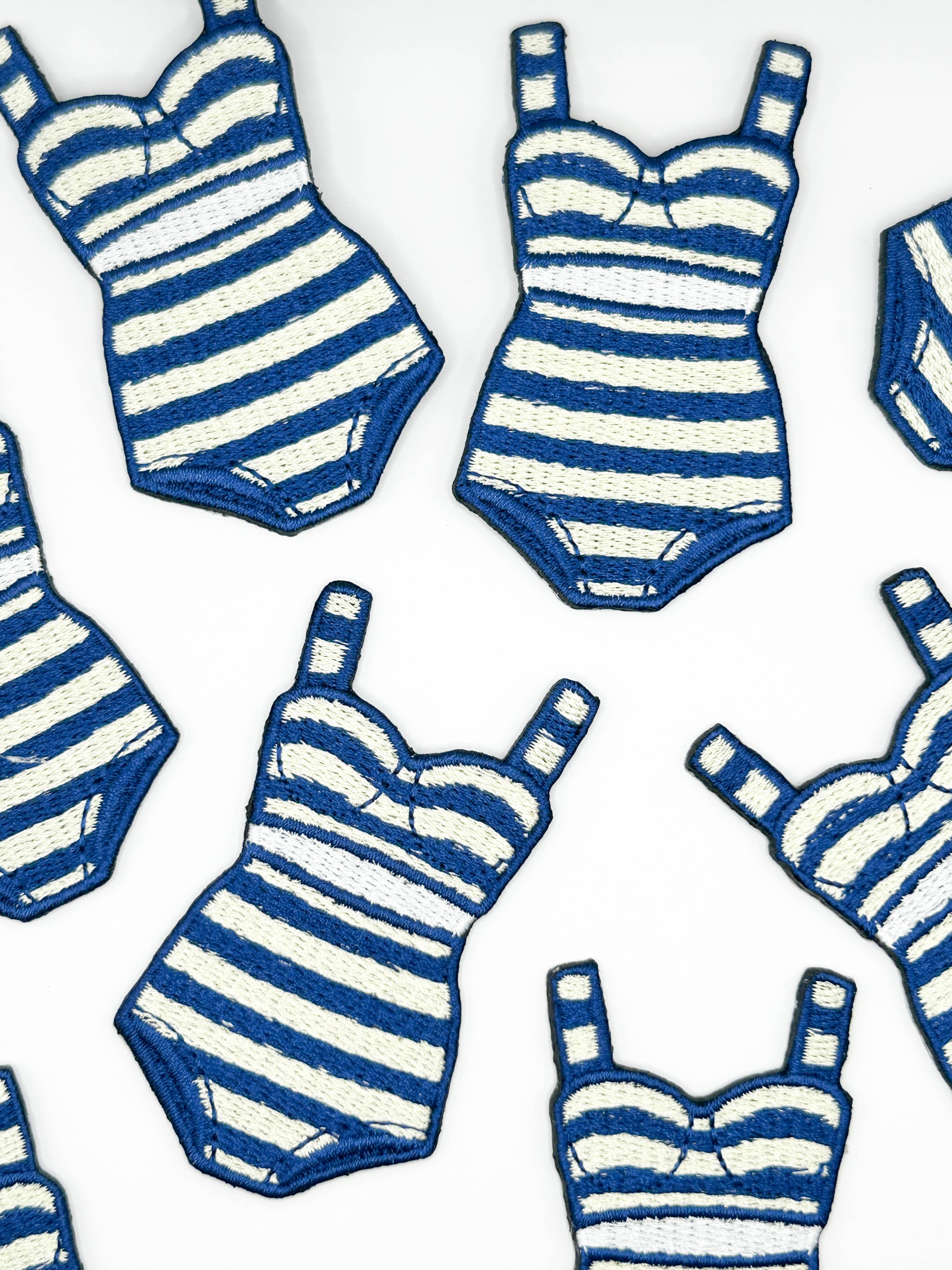 Preppy Striped Bikini Patch, Navy Cream Coastal Swimsuit