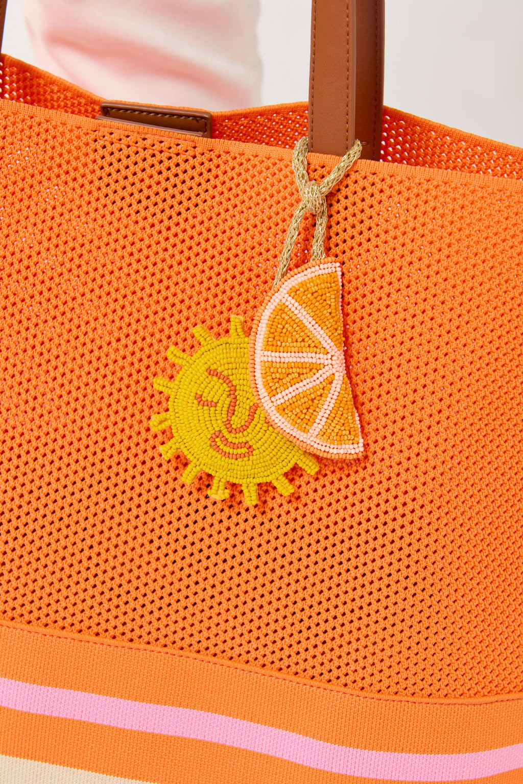ORANGE/SUN BEADED BAG CHARM,MULTI