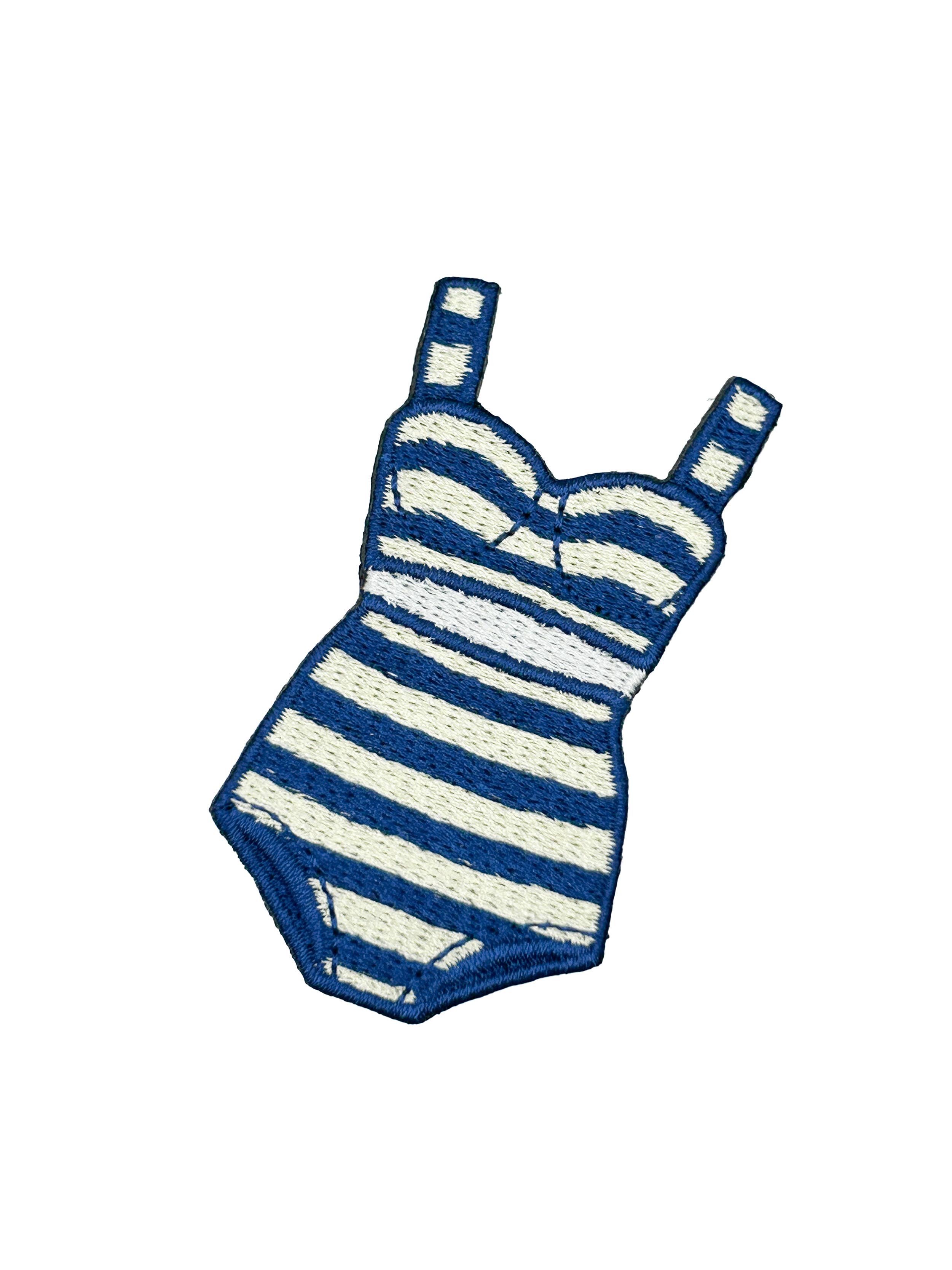 Preppy Striped Bikini Patch, Navy Cream Coastal Swimsuit