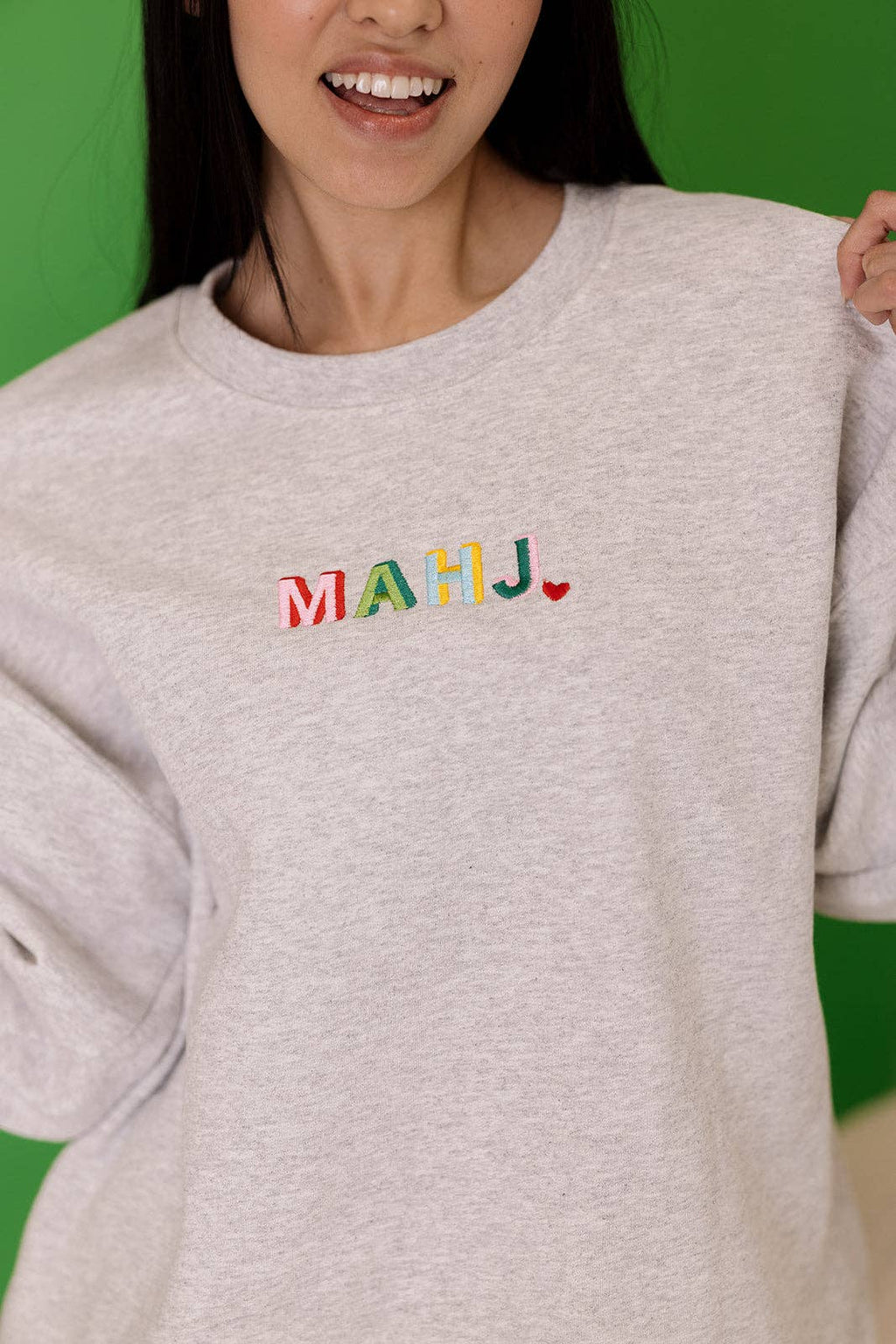 Mahjong Colorful MAHJ Embroidered Crew Neck