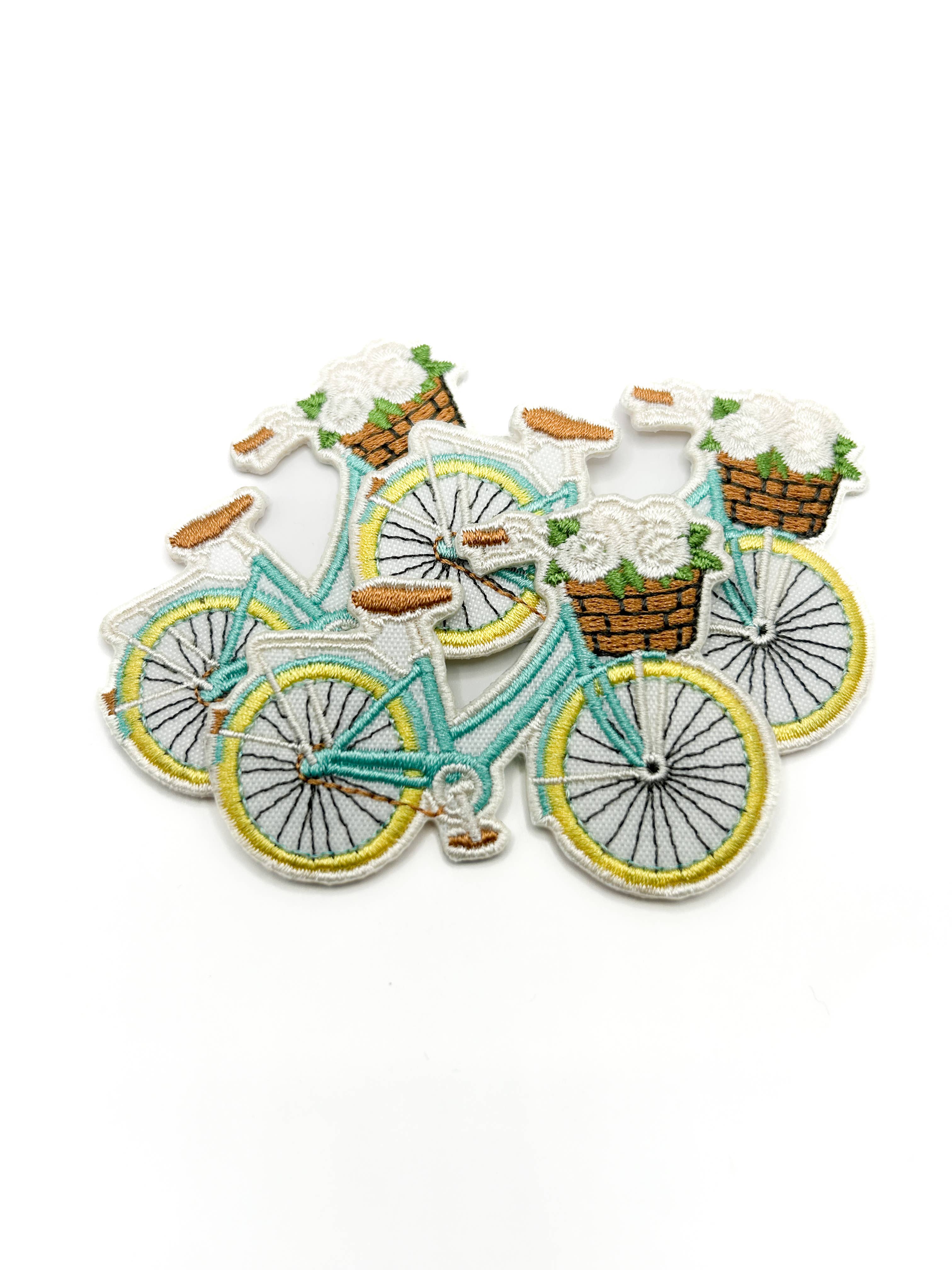 Embroidered Bicycle Patch Floral Basket Bike Patch Vintage