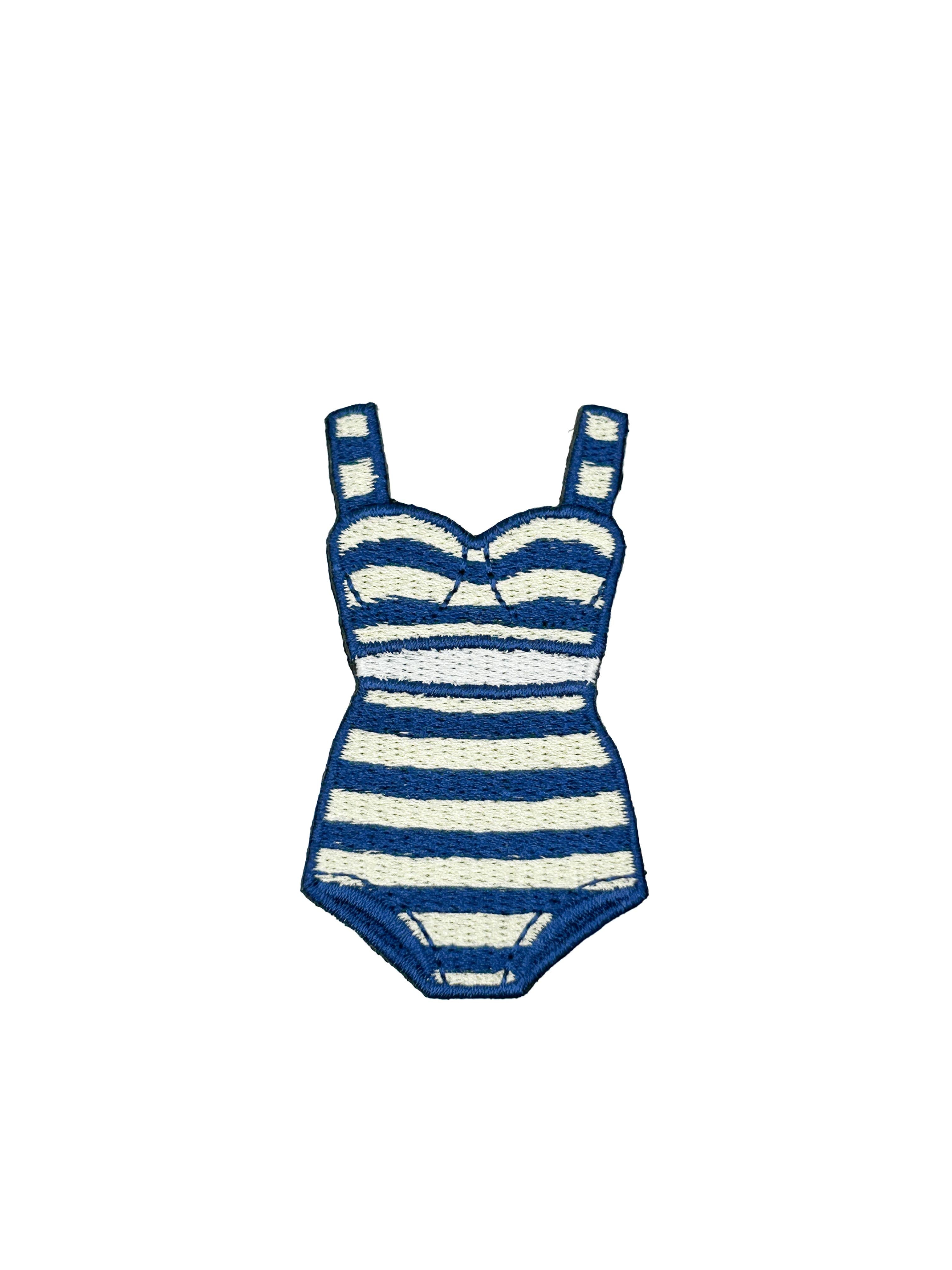 Preppy Striped Bikini Patch, Navy Cream Coastal Swimsuit