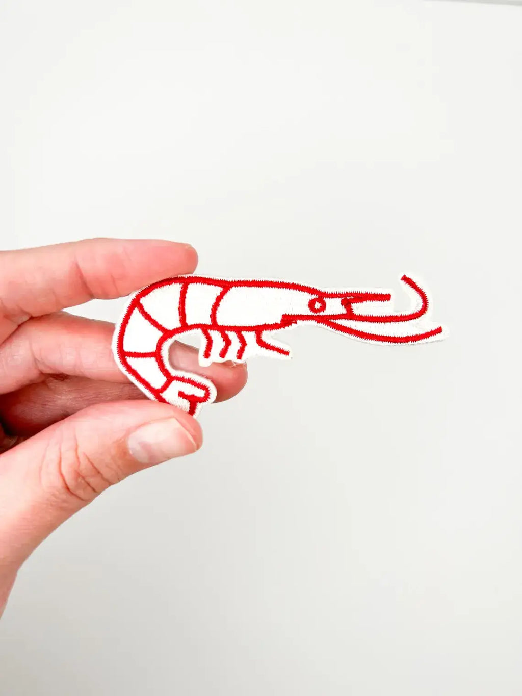 Shrimp Embroidered Iron-On Patch Seafood Lover, Ocean, Beach