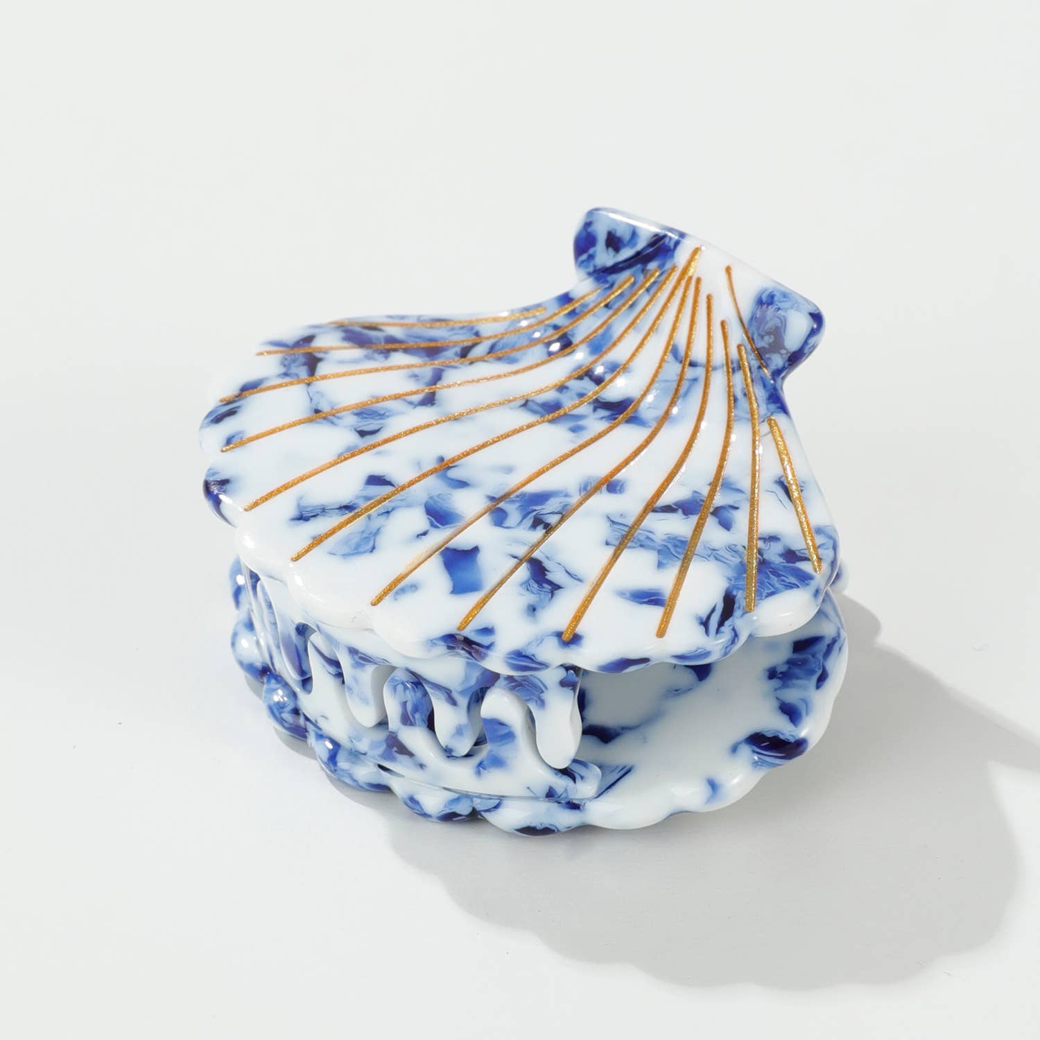 Coastal Blue Seashell Claw Clip - Small