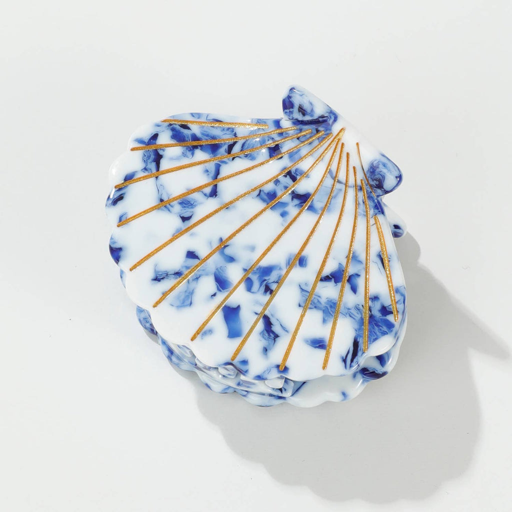 Coastal Blue Seashell Claw Clip - Small