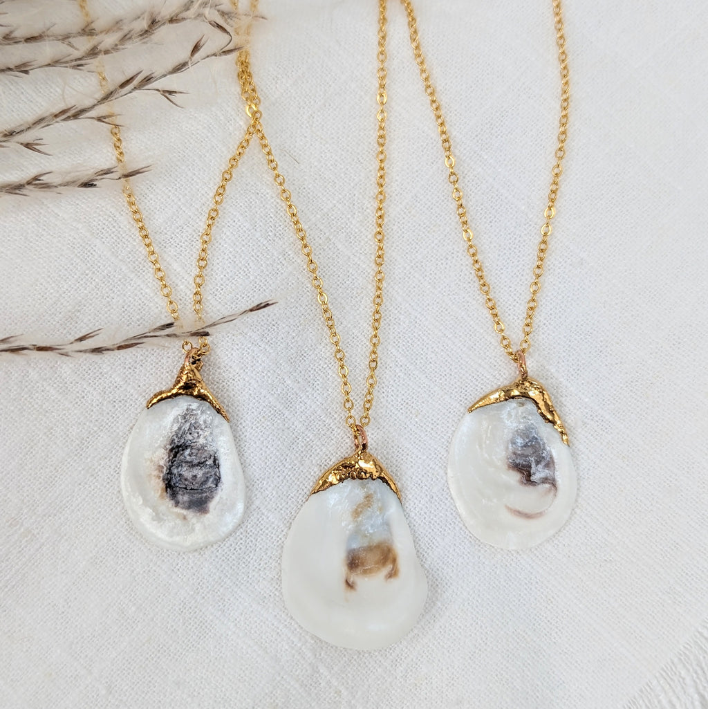 14K Gold Dipped Oyster Shell Necklace