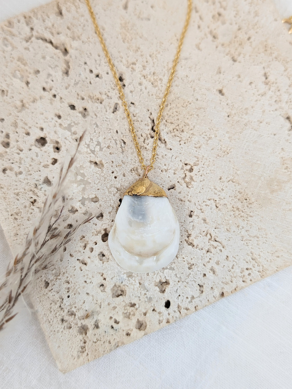 14K Gold Dipped Oyster Shell Necklace