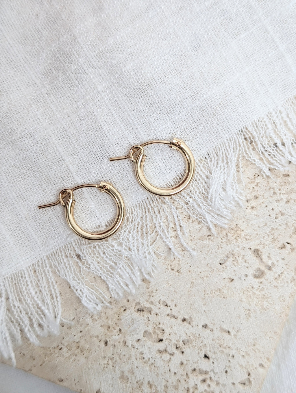 14k Gold Dipped Raw Aquamarine Huggie Hoops