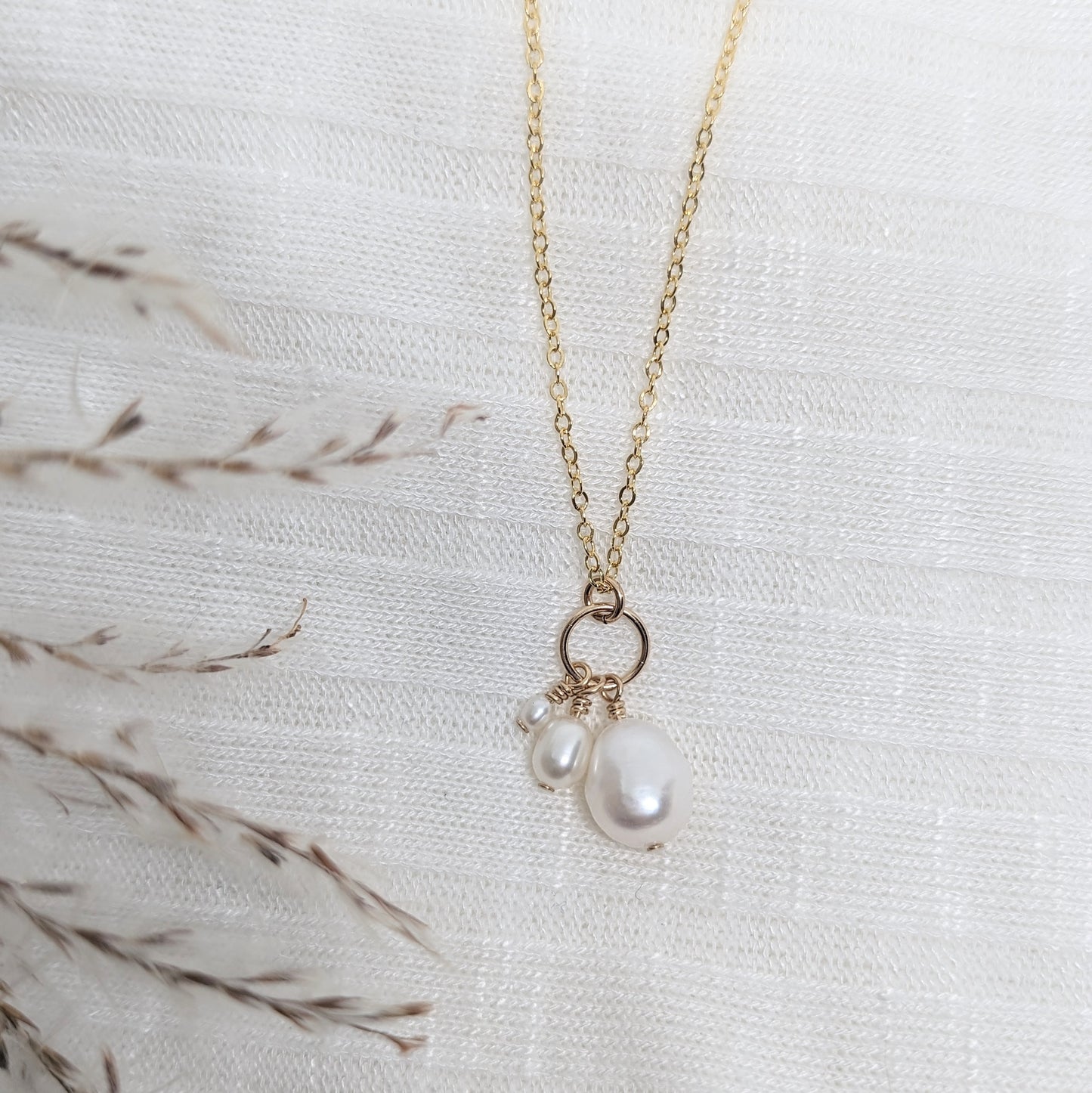 Pearl Trio Charm Necklace