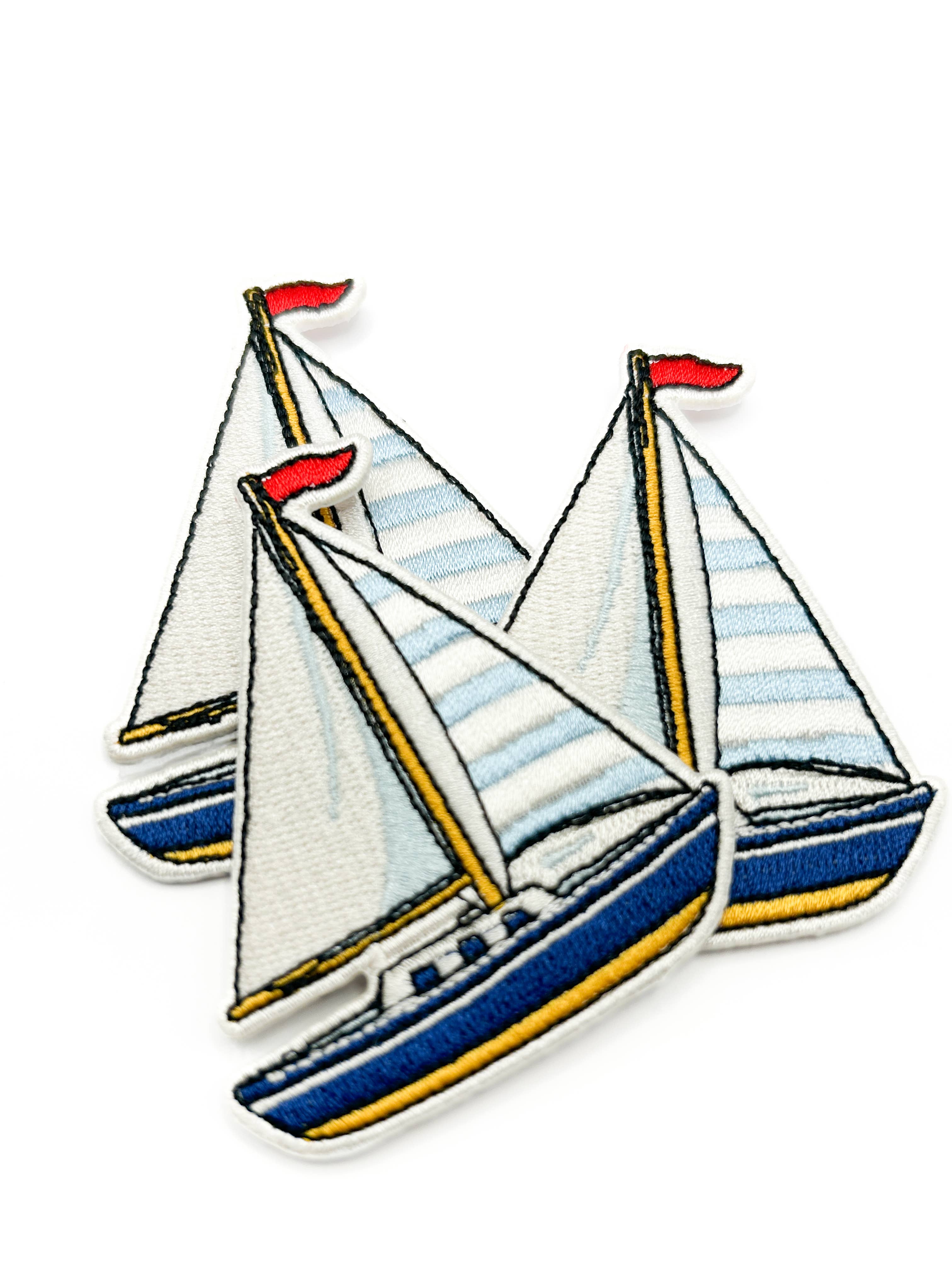 Sailboat Embroidered Patch Nautical Boat Patch Coastal Sail