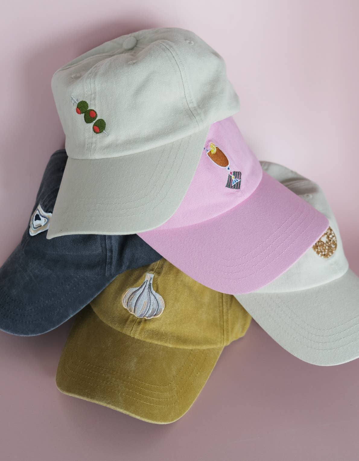 Embroidered Hat | Oyster, Washed Navy Color
