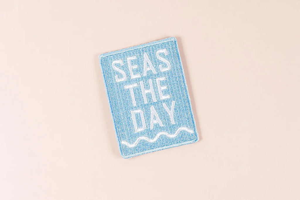 Seas The Day Embroidered Iron-On Patch Beach Nautical Coast