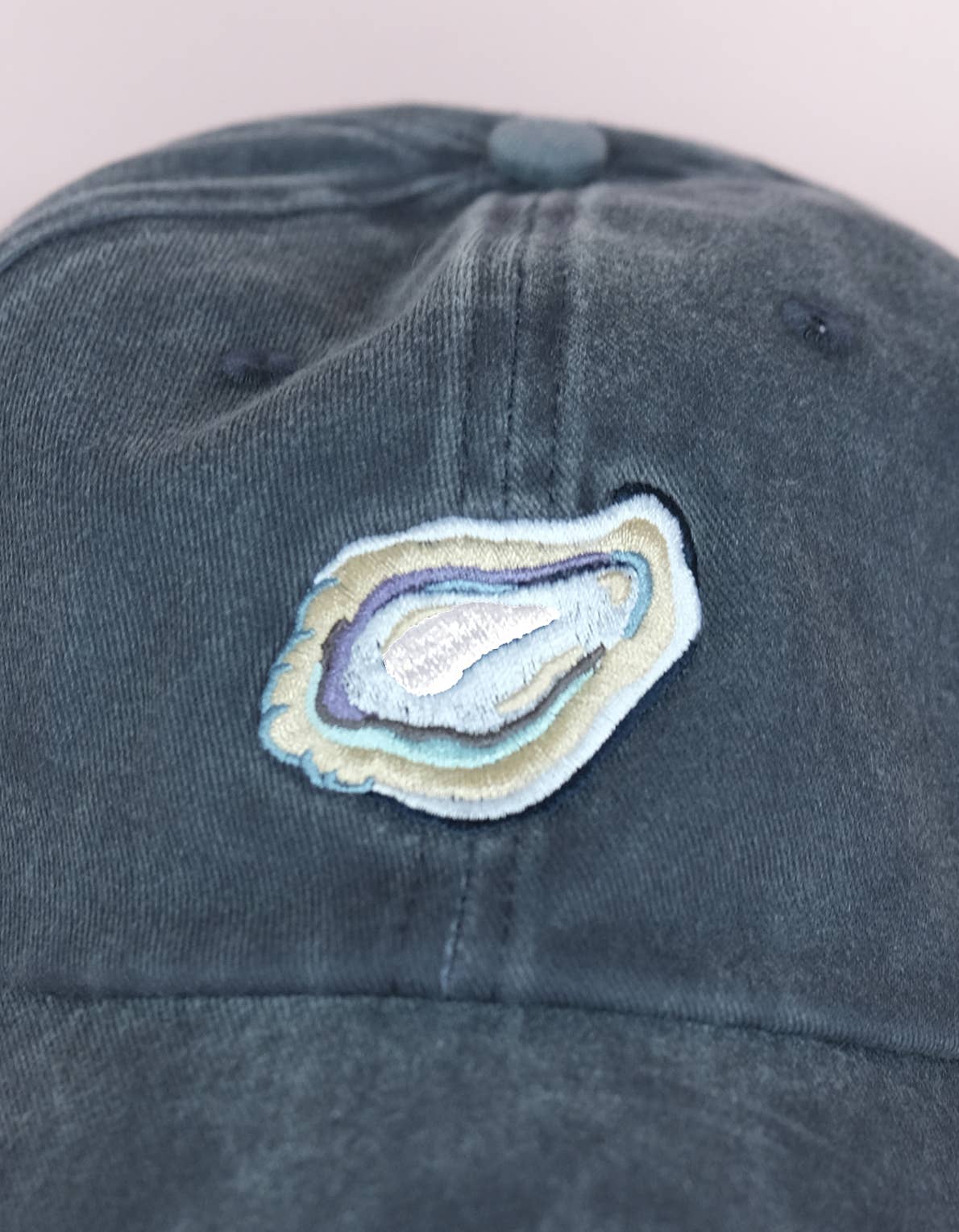 Embroidered Hat | Oyster, Washed Navy Color