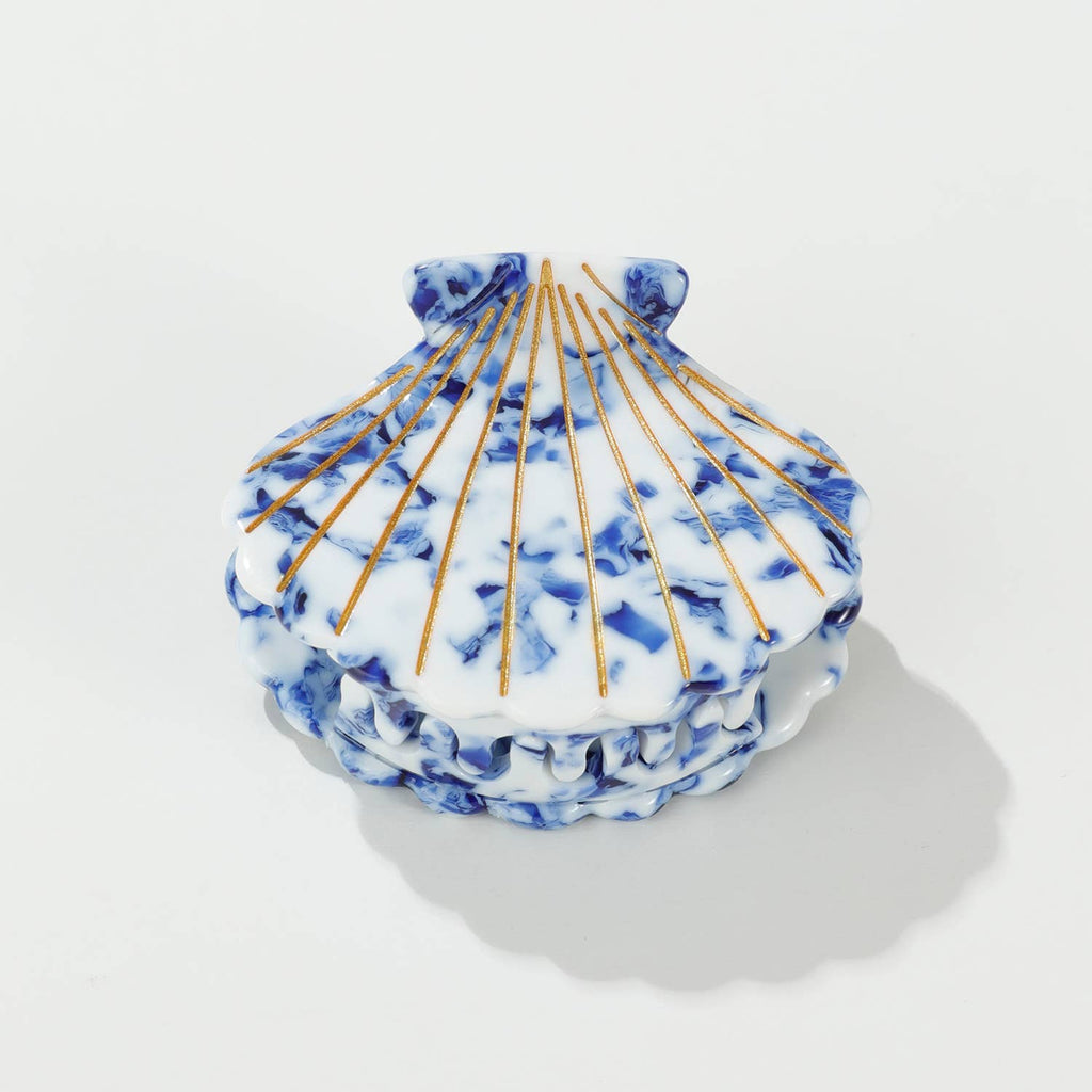 Coastal Blue Seashell Claw Clip - Small