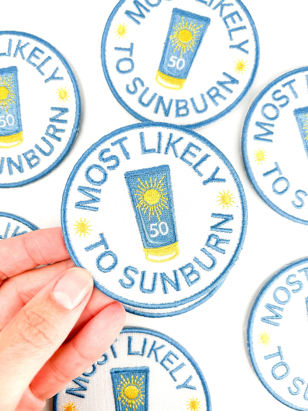 Most Likely to Sunburn Patch Funny Embroidered Iron-On Beach
