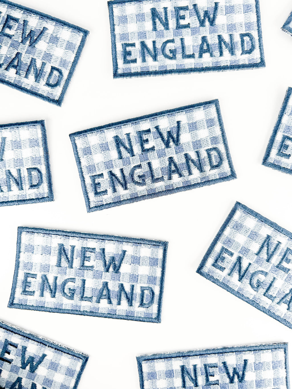 New England Patch – Blue Gingham Embroidered Iron-On