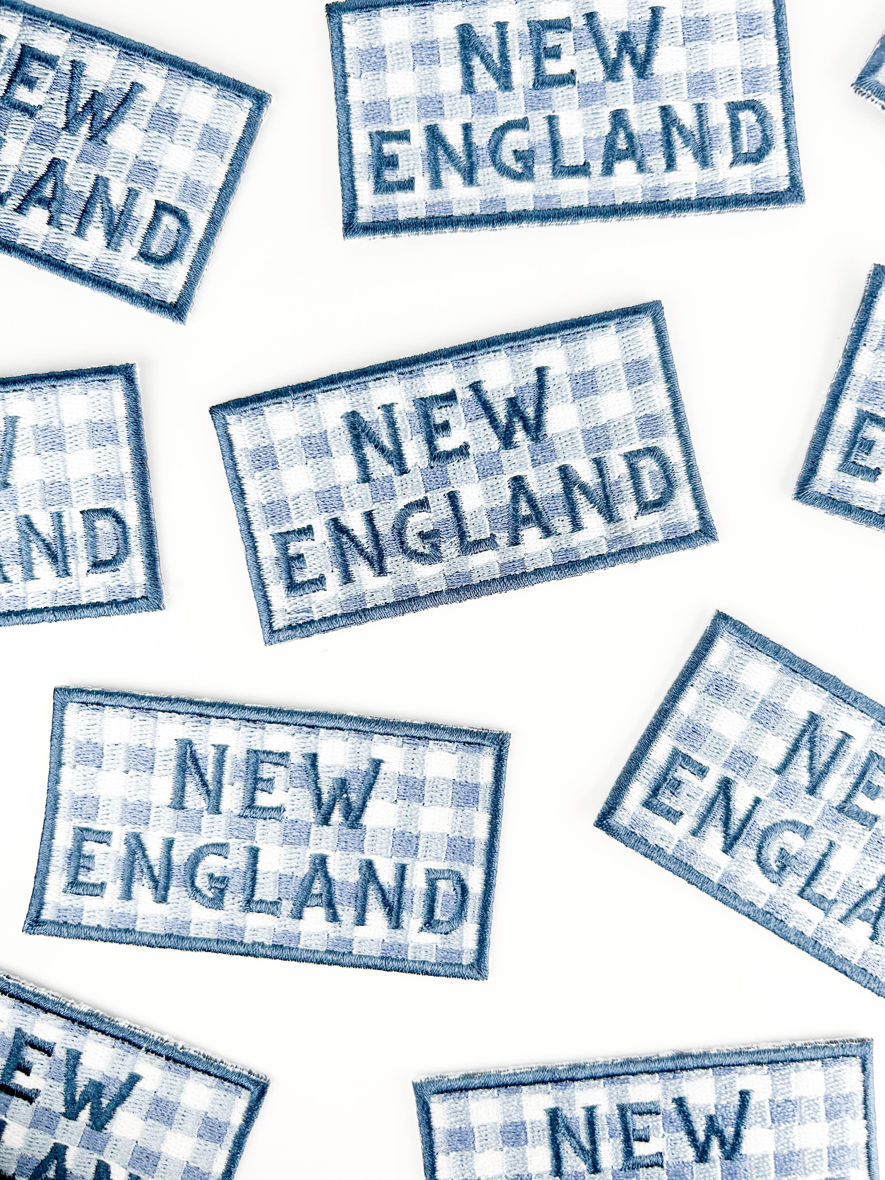 New England Patch – Blue Gingham Embroidered Iron-On