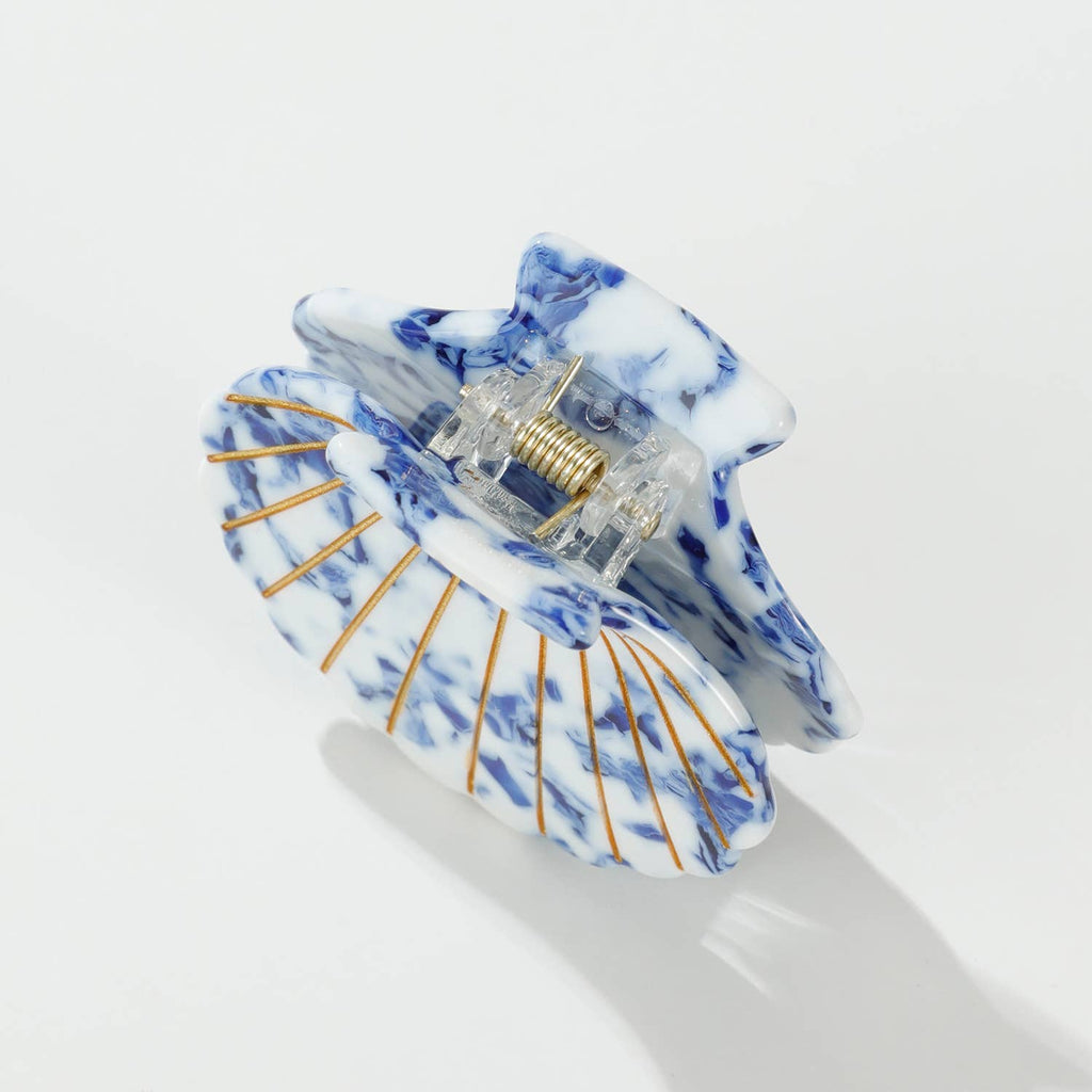 Coastal Blue Seashell Claw Clip - Small