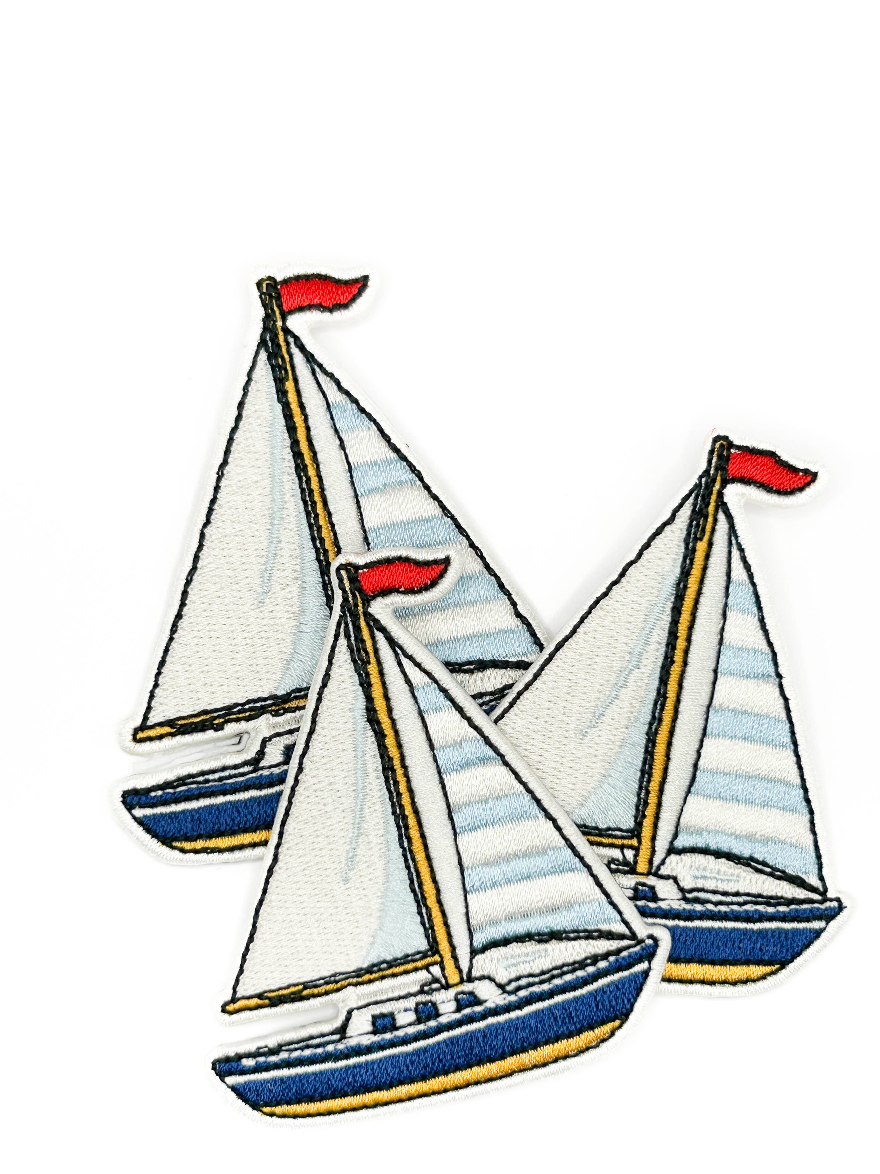 Sailboat Embroidered Patch Nautical Boat Patch Coastal Sail