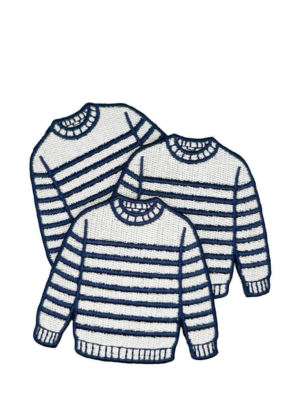 Breton Sweater Embroidered Patch Navy Cream Stripe Preppy