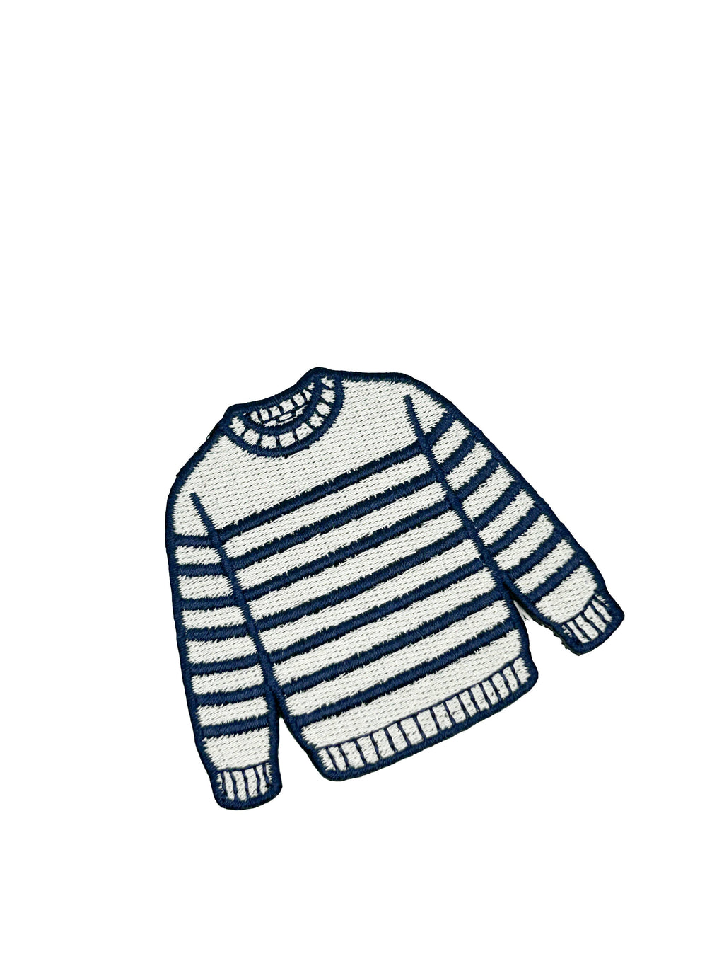 Breton Sweater Embroidered Patch Navy Cream Stripe Preppy