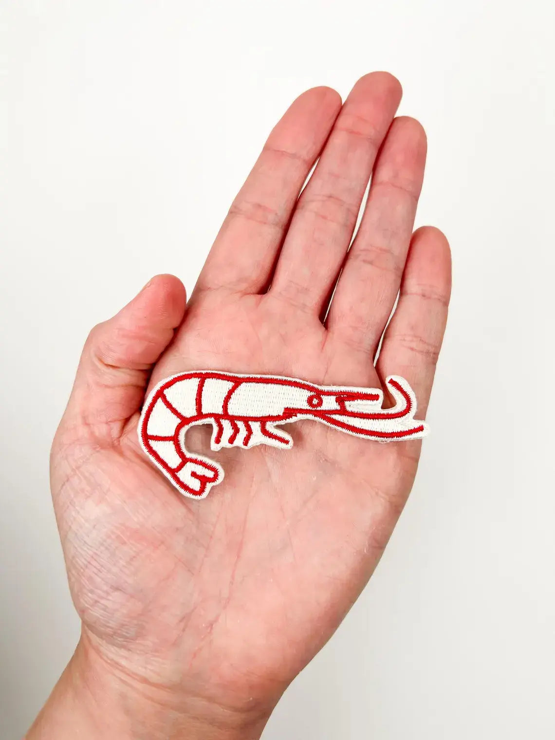 Shrimp Embroidered Iron-On Patch Seafood Lover, Ocean, Beach