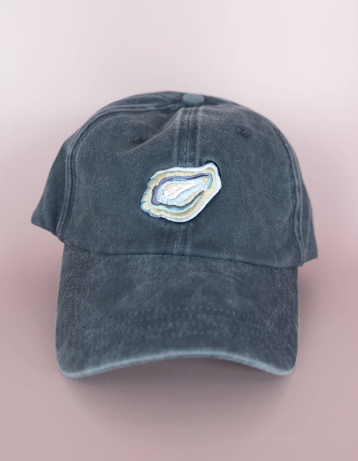 Embroidered Hat | Oyster, Washed Navy Color