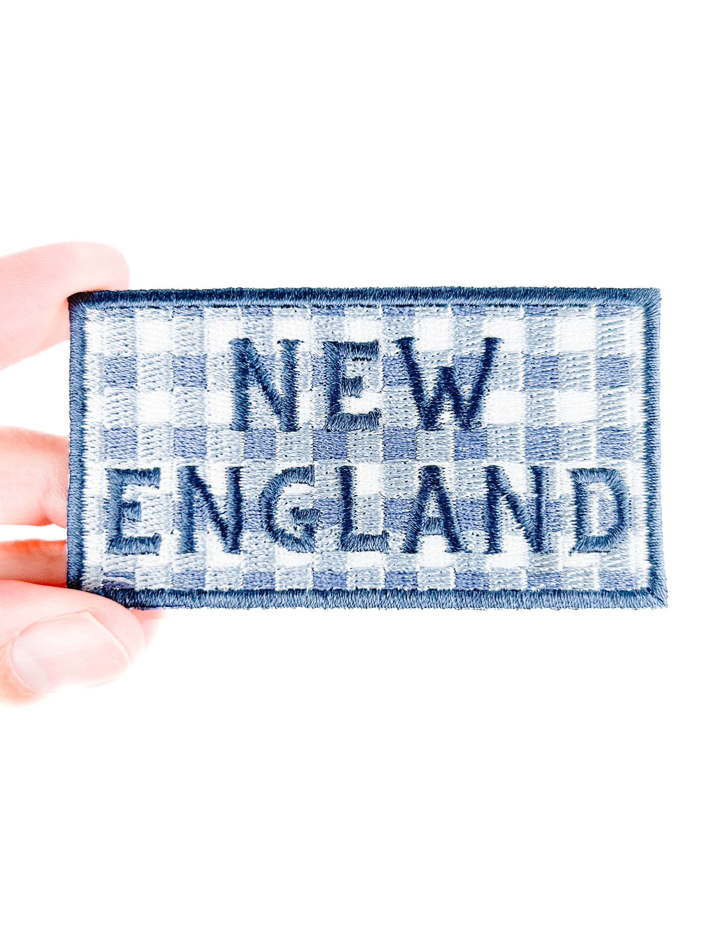 New England Patch – Blue Gingham Embroidered Iron-On