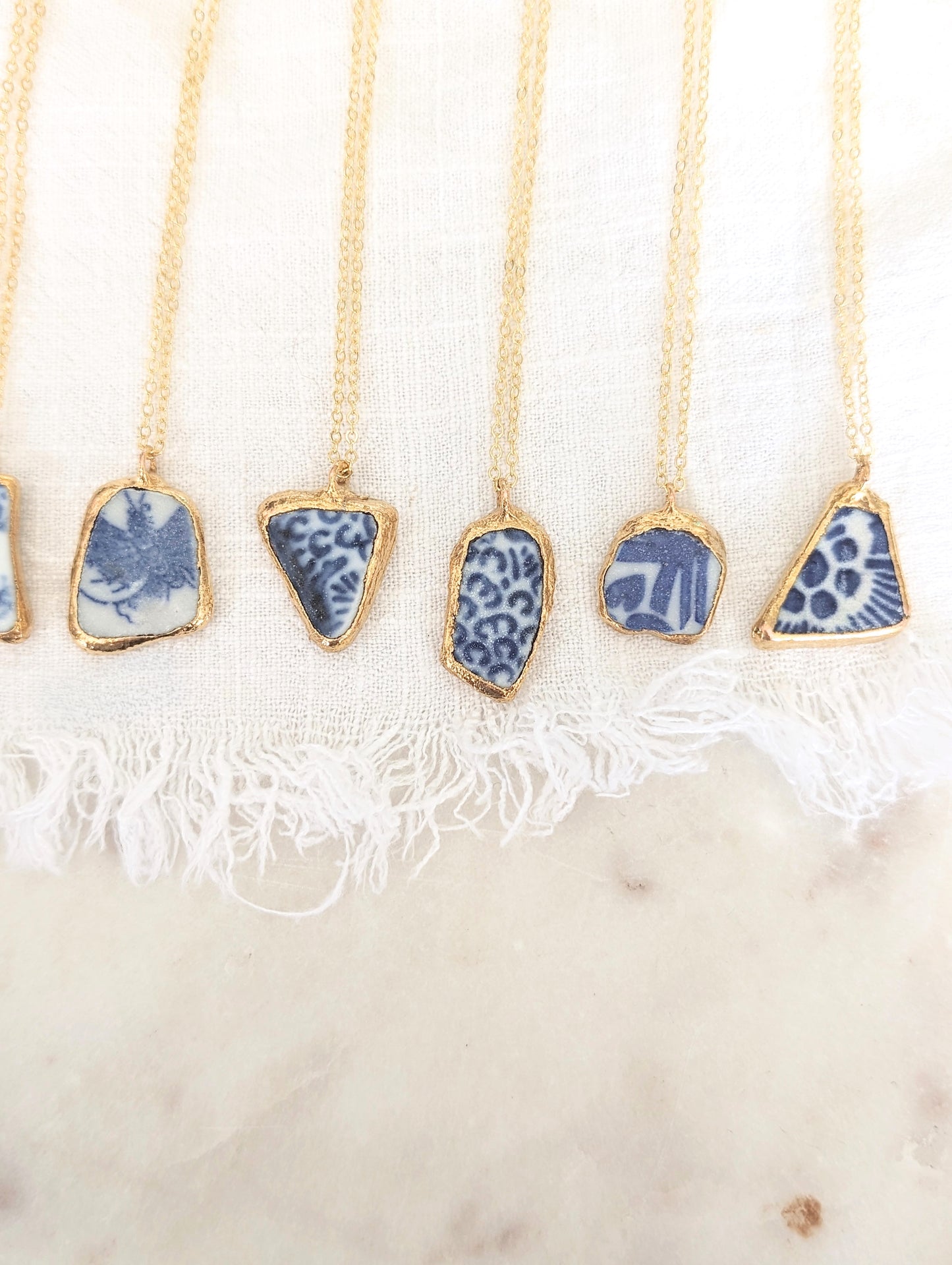 14k Gold Dipped Sea Pottery Necklace