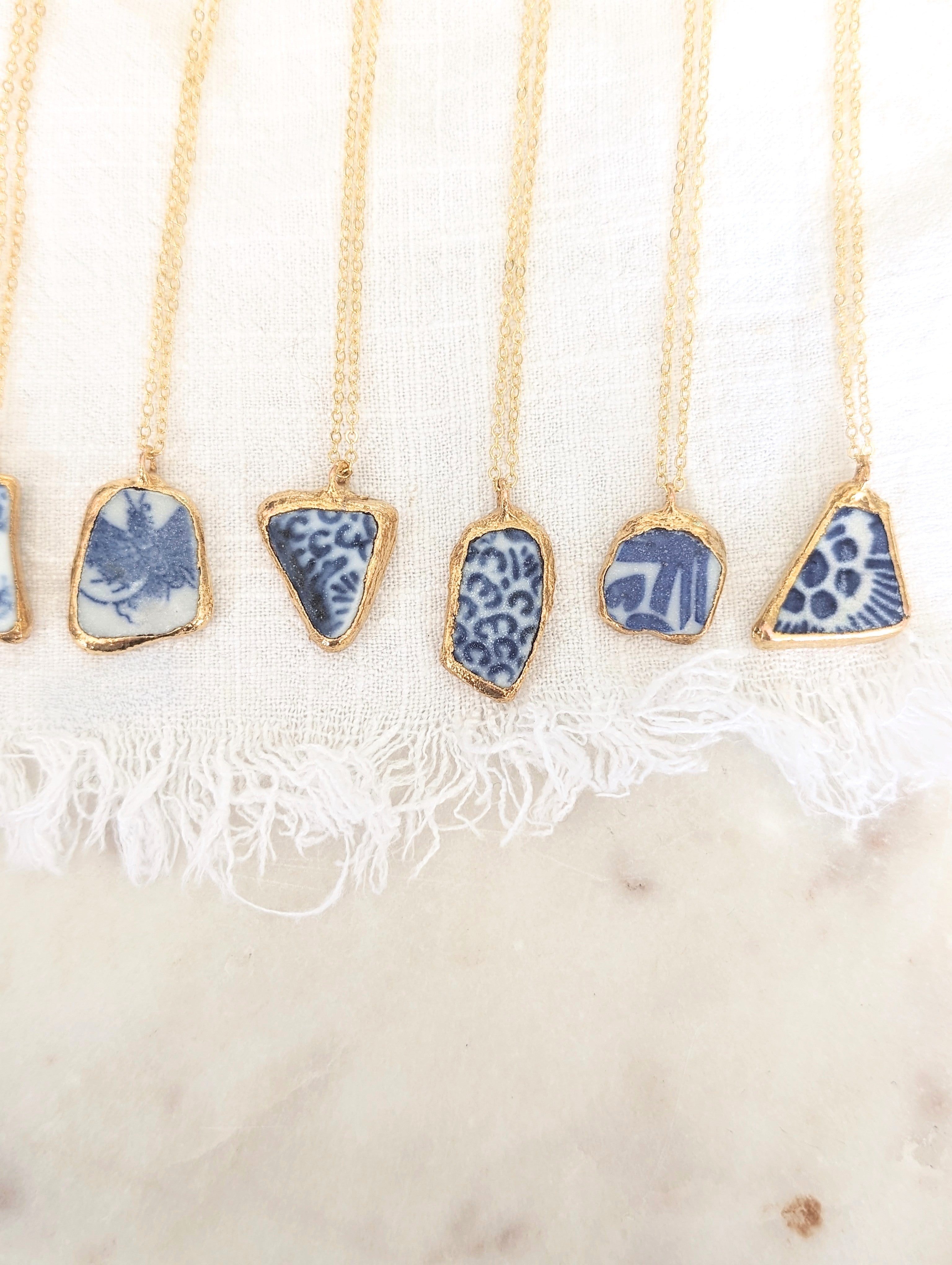 14k Gold Dipped Sea Pottery Necklace