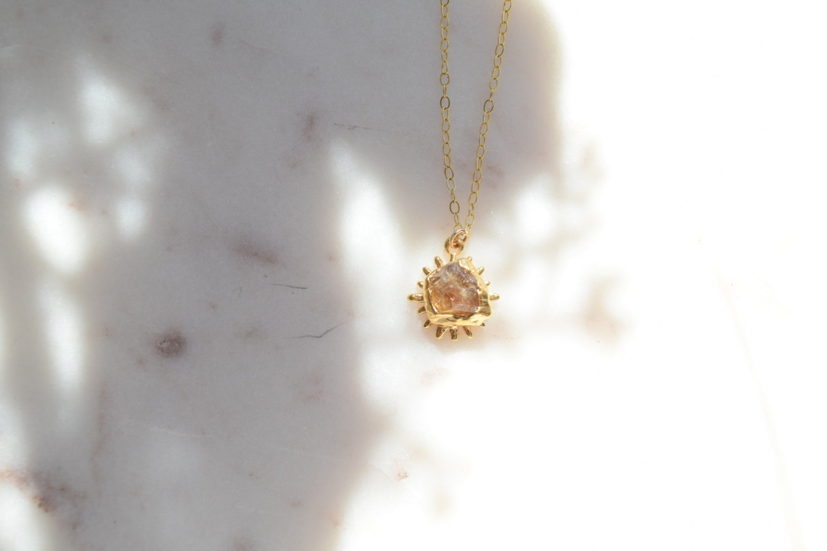 Raw Citrine Sun Necklace