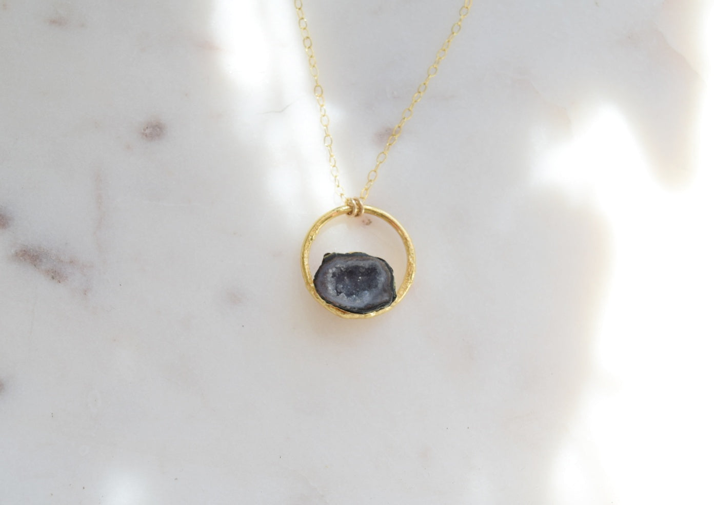 14k gold dipped geode necklace