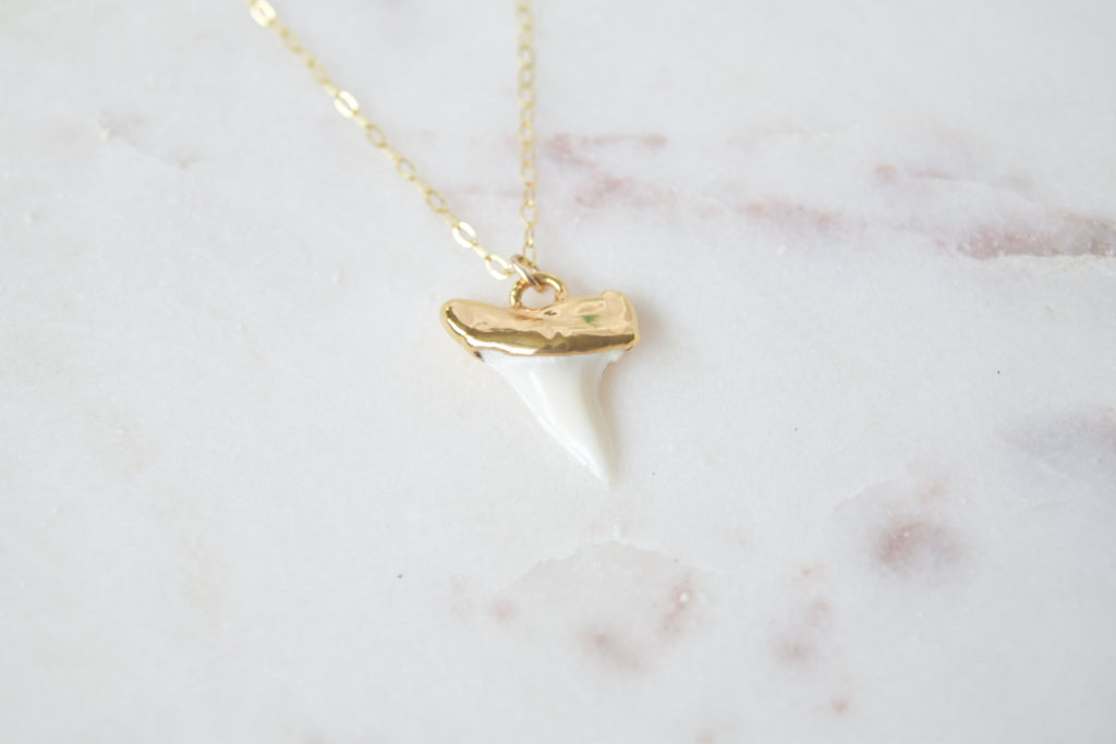 Gold Dipped Shark Tooth Necklace