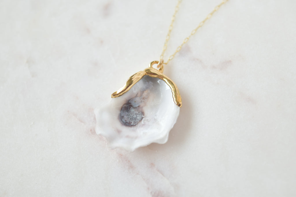Gold Dipped Oyster Shell Necklace