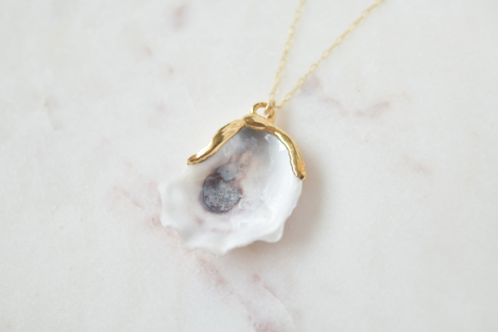 Gold Dipped Oyster Shell Necklace