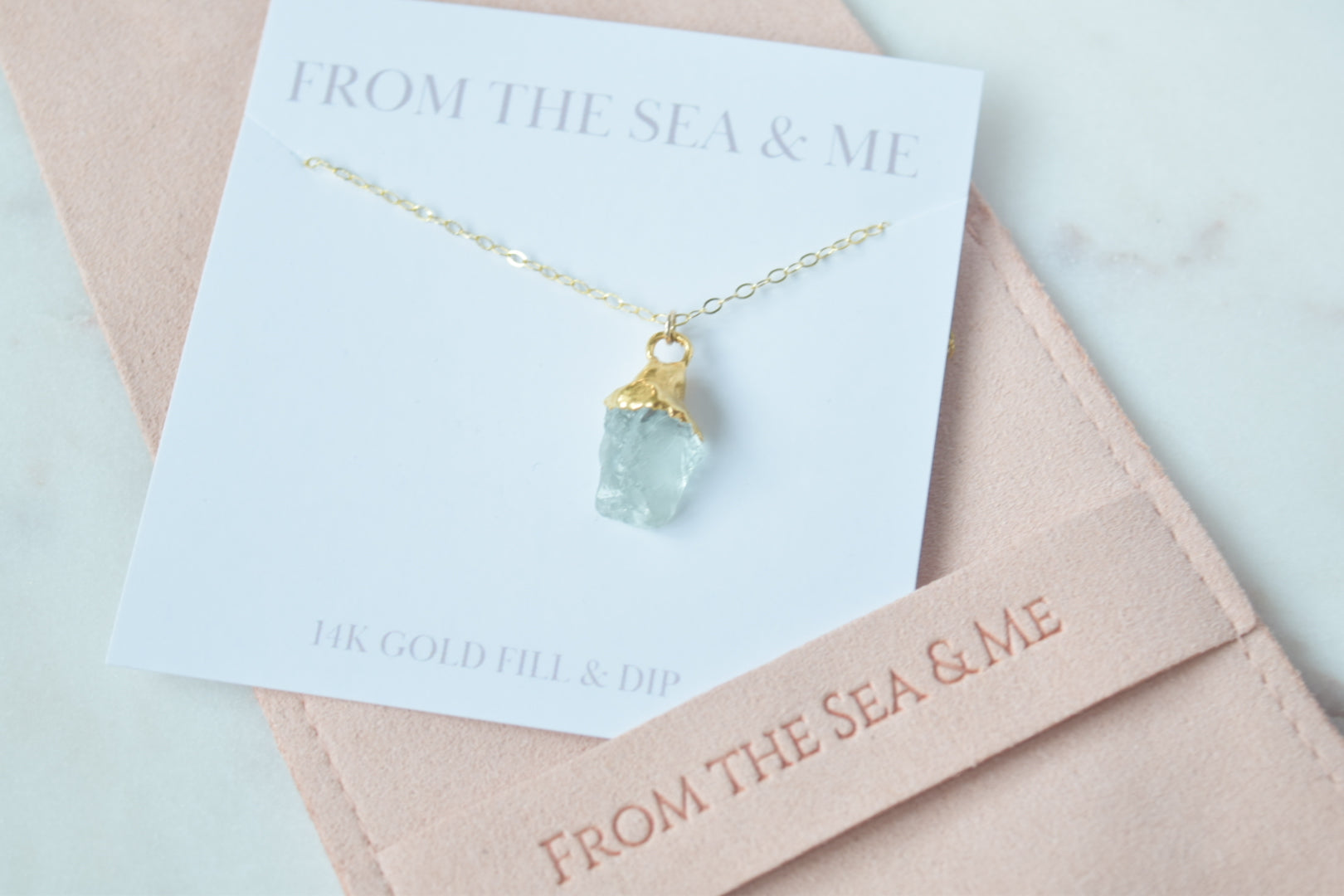 Gold Dipped Raw Aquamarine Necklace