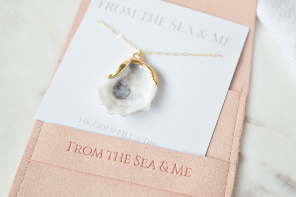 Gold Dipped Oyster Shell Necklace