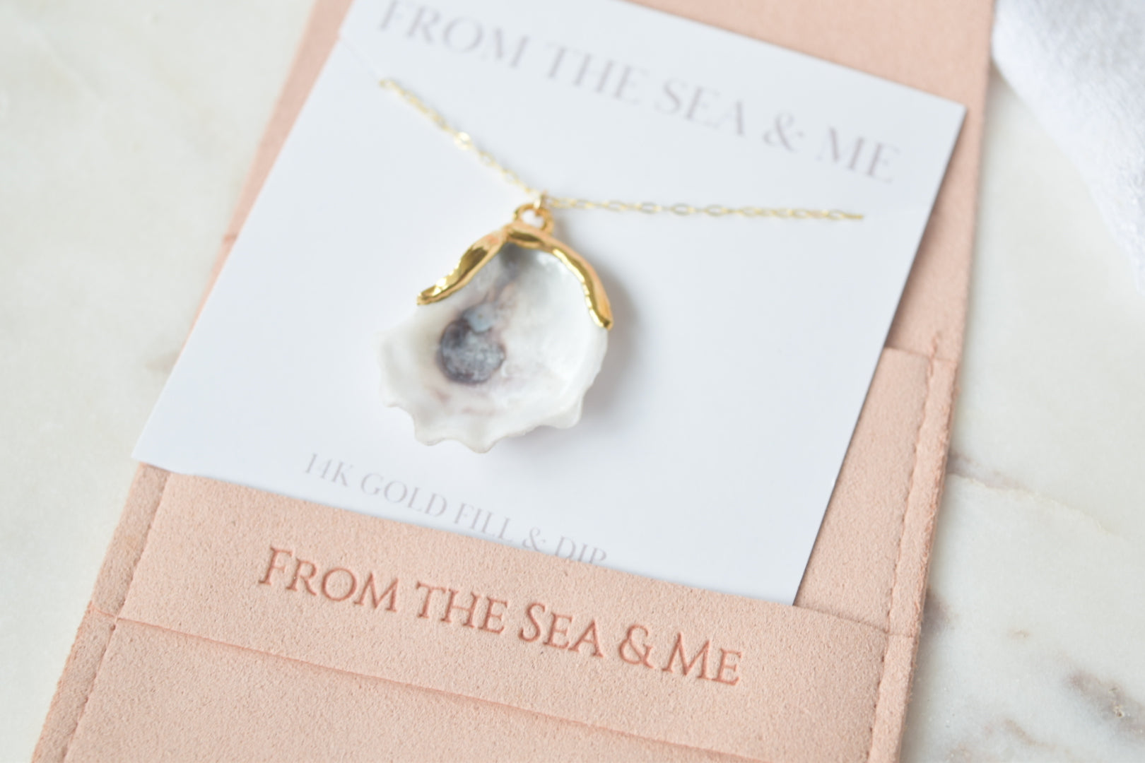 Gold Dipped Oyster Shell Necklace