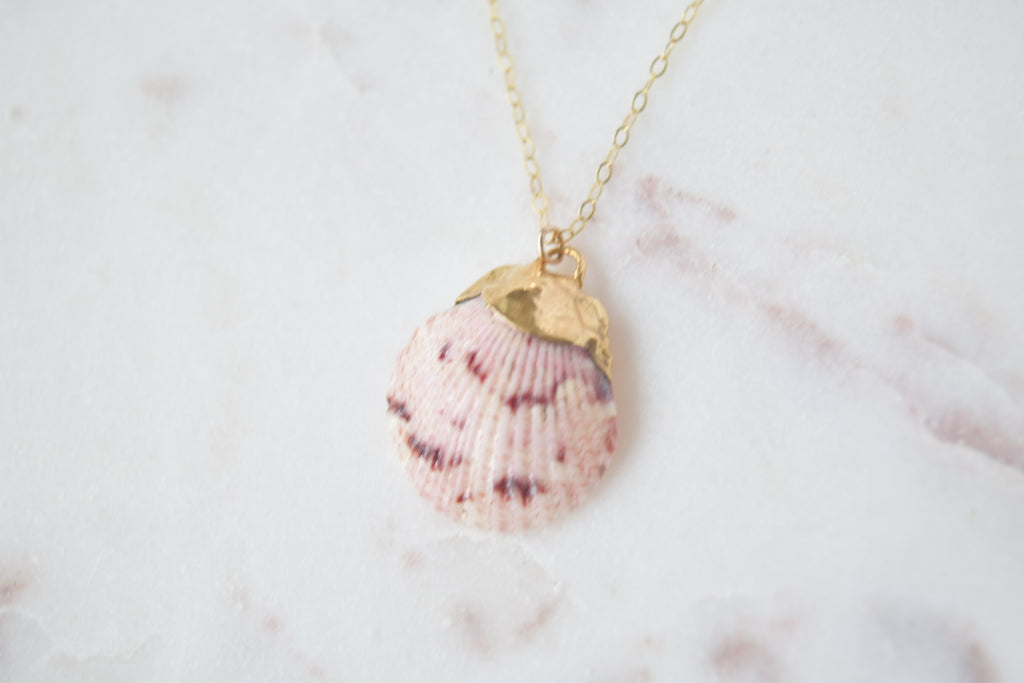 Gold Dipped Scallop Necklace