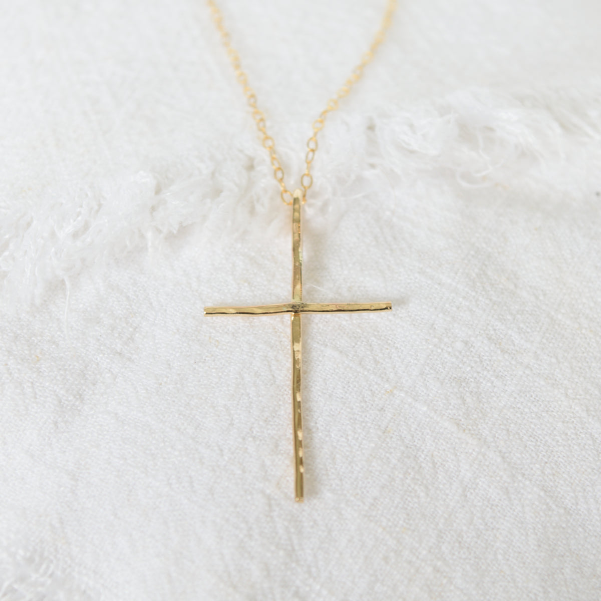 Hammered  Cross Necklace