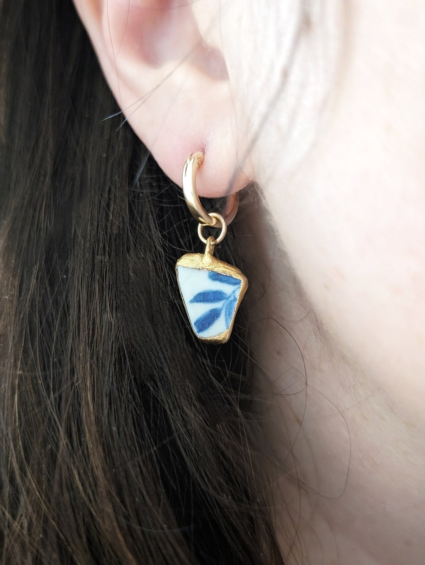 24k Gold Dipped Sea Pottery Hoops